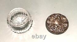 Vintage Antique Art Nouveau Sterling Silver Crystal Cut Trinket Box Vase Jar Old