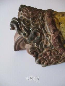 Vintage Antique Buddha Head Old Cast Iron Sculpture Statue Asian Art Heirloom