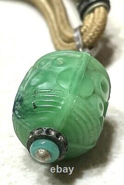 Vintage Antique Chinese Heitan jade Jadeite Hand Carved Pedant Stone Carving Old