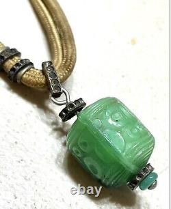 Vintage Antique Chinese Heitan jade Jadeite Hand Carved Pedant Stone Carving Old