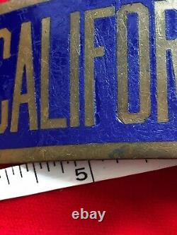 Vintage Antique Chp Blue Enamel On Brass California Belt Buckle Old Nice