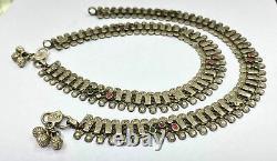 Vintage Antique Ethnic Tribal Old Silver Anklet Pair India