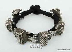 Vintage Antique Ethnic Tribal Old Silver Beads Bracelet Bangle India