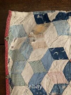 Vintage Antique Feed Sack Star Pattern Quilt Pillow Cover with Snaps 14x16 OLD