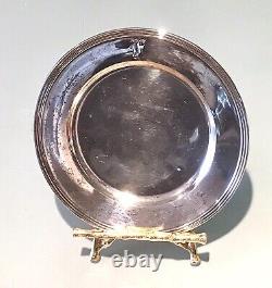 Vintage Antique Hallmarked B&B Sterling Silver Monogrammed Round Plate Dish Old