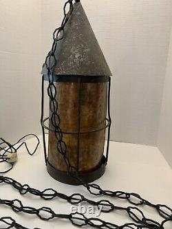 Vintage Antique Hanging Light, 100 Yrs old, Blacksmith made, Shade is RARE