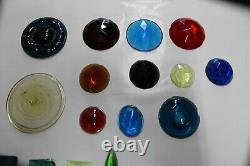 Vintage Antique Lot Of 21 Stained Glass faceted Glass Jewels New Old Stock