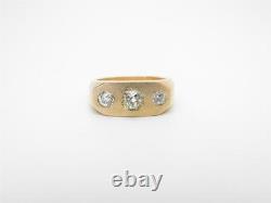 Vintage Antique Men's 1.13ct Old European Mine Cut Diamond Gypsy Ring 14k Gold