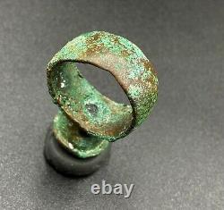 Vintage Antique Near Eastern Roman Jewelry Old Bronze Ring Crystal Stone Bezel