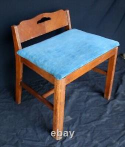 Vintage Antique Old Art Deco Mahogany Wood Wooden Side Accent Chair Bench Stool