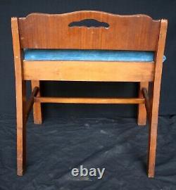 Vintage Antique Old Art Deco Mahogany Wood Wooden Side Accent Chair Bench Stool
