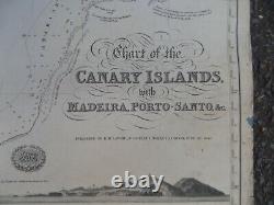 Vintage Antique Old Map Chart Of The Canary Islands 1842