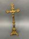 Vintage Antique Ornate Brass Tripod Altar Inri Crucifix Cross 13.5 Tall Old