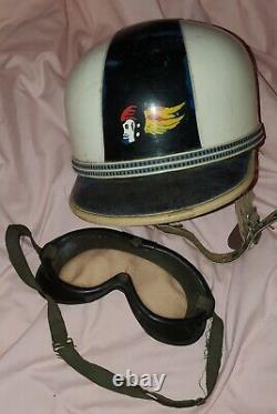 Vintage Antique Polo Helmet 1940 Old Leather Agv Valenza Italy Jockey Hat Gogles