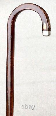 Vintage Antique Quadrilateral Shaft Sterling Silver Walking Stick Cane Old 36L