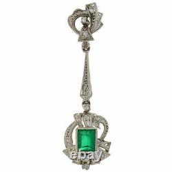 Vintage Antique Retro Green Emerald & Old Cut CZ Women's Fabulous Design Earring
