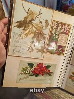 Vintage Antique Scrapbook Photo Book Of Various Old Religious 71 Trade Cards