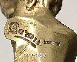 Vintage Antique Signed Bronze Boy's Head Letter Opener Desk Knife Old