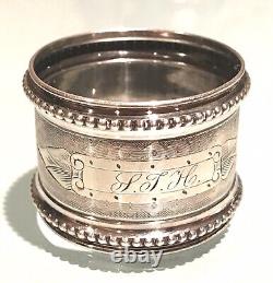 Vintage Antique Silver Plated Monogrammed Napkin Ring Holder Old Decor Flatware