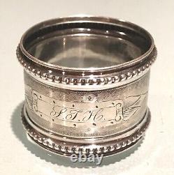 Vintage Antique Silver Plated Monogrammed Napkin Ring Holder Old Decor Flatware