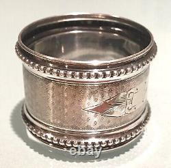 Vintage Antique Silver Plated Monogrammed Napkin Ring Holder Old Decor Flatware