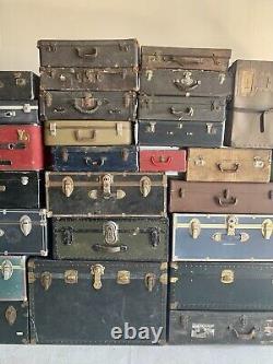 Vintage Antique Suitcases Trunks Luggage Lot Steamer Wardrobe Old Footlocker +36