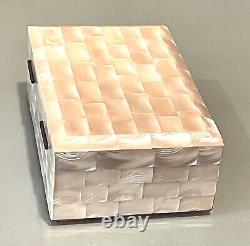 Vintage Antique Unused Mother/Pearl Fancy Trinket Jewelry Table Box Holder Old