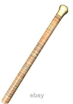 Vintage Antique Weighted Birch Bark Wrapped Swagger Knob Walking Stick Cane Old