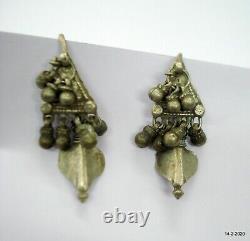 Vintage Antique tribal old silver earring pair from Rajasthan India