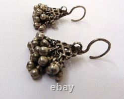 Vintage Antique tribal old silver earring pair from Rajasthan India