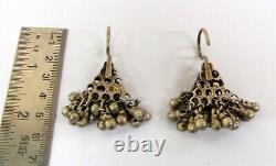 Vintage Antique tribal old silver earring pair from Rajasthan India