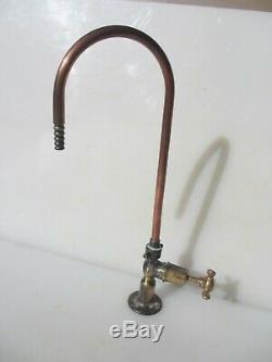 Vintage Brass Kitchen Sink Copper Swan Head Neck Tap Taps Old Laboratory 16H