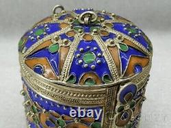 Vintage Casket Enamels Case Brass Box Art Open Trinket Rare Old 20th