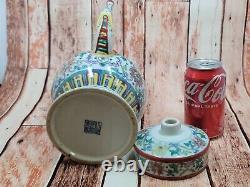 Vintage Chinese Unique Old Hand Painted Porcelain Pitcher or Tea Pot 11H