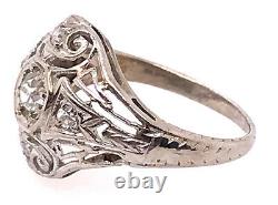 Vintage Diamond Engagement Ring. 28ct Old Euro Antique Platinum Art Deco