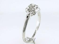 Vintage Diamond Engagement Ring Old European Cut. 35ct Platinum Art Deco Antique