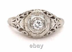 Vintage Diamond Solitaire Engagement Ring. 12ct Old Europea Antique Art Deco 18K