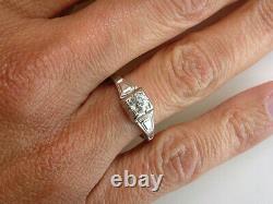 Vintage Diamond Solitaire Engagement Ring Old Euro. 40ct 18K Antique Deco