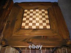 Vintage Ethan Allen Old Tavern Chess/Checkers Table Wooden Pine 34 X 34 X 29
