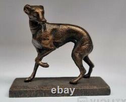 Vintage Figurine Sculpture Dog Hunting Metal Stand Statue Rare Old 20th