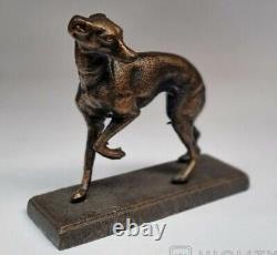 Vintage Figurine Sculpture Dog Hunting Metal Stand Statue Rare Old 20th