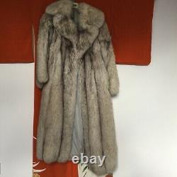 Vintage Full length blue silver fox fur ladies coat old CÉLINE UK10 RPP£5000