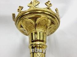 Vintage Gothic Antique 1928' Altar Candlestick Brass Church 100 Years Old