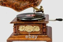 Vintage Hmv Antique Old Machine Wooden Collectible Gramophone Phonograph