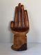 Vintage Mid Century Modern Carved Wood Sculpture Hand Stool Old Antique Chair