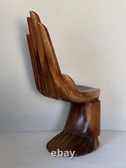 Vintage MID Century Modern Carved Wood Sculpture Hand Stool Old Antique Chair