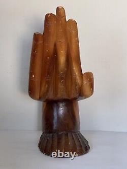 Vintage MID Century Modern Carved Wood Sculpture Hand Stool Old Antique Chair