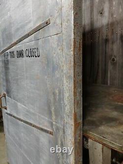 Vintage Metal Tin Clad Fire Door Industrial Rolling Door, Over 100 Years Old