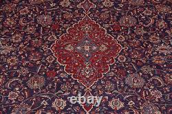 Vintage Navy Blue Floral Traditional Area Rug 10x14 Hand-knotted Oriental Carpet
