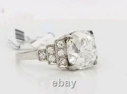 Vintage OLD mine cushion CUT 4.17Ct Diamond PLATINUM engagement ring SI1-H